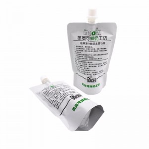 Customized printing stand up buza reusable pentru scurgere pentru lichide, cum ar fi lapte